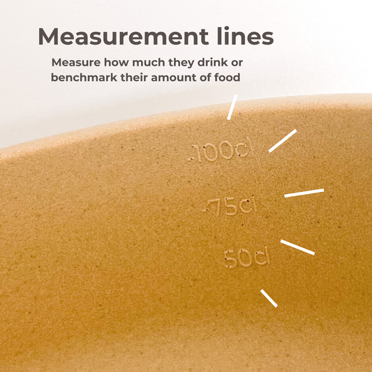 The measurement lins in the bowl